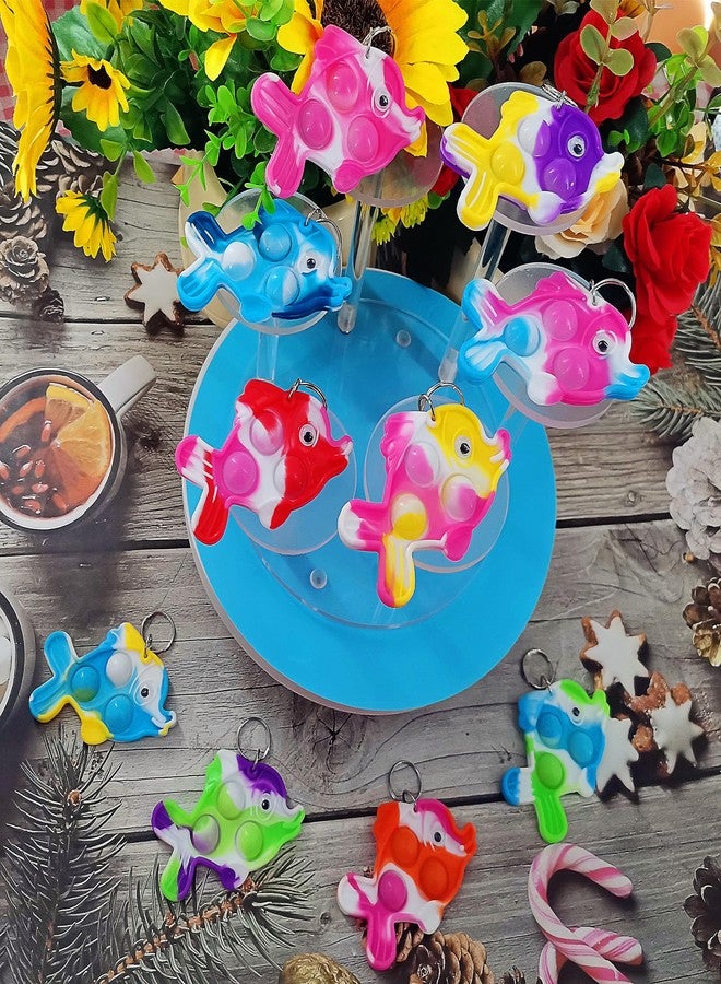 HOZKEAP 10 Packs Bulk Fish Fidget Bubble Mini Pop Keychain， Birthday Party Favors Supplies Classroom Summer Student Gifts - Image 2